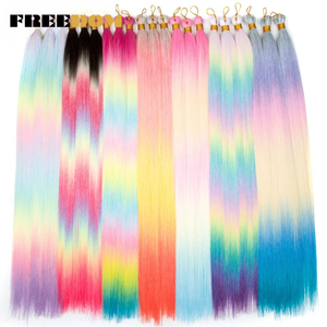 Extensiones <span class=keywords><strong>de</strong></span> Cabello Sintético FREEDOM <span class=keywords><strong>Ariel</strong></span>, Cabello Lacio para Trenzas <span class=keywords><strong>de</strong></span> Ganchillo, 28 Pulgadas/3 Piezas, Color Ombre Marrón Arcoíris - Product Image 6