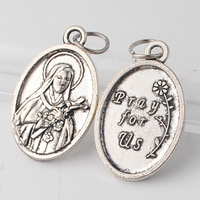 Petit pendentif religieux catholique en alliage de zinc plaqué argent antique de 1 pouce, Sainte Thérèse, 15*26mm
