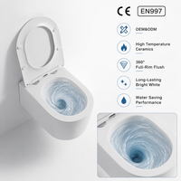 Ensemble de toilettes suspendues en céramique pour salle de bain, cuvette monobloc, chasse d'eau en spirale, siphon en P, montage mural