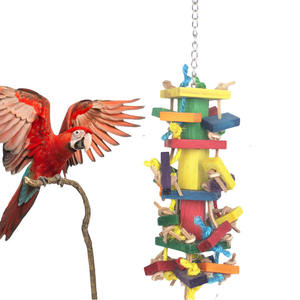 Groothandel Milieuvriendelijk Houten Papegaaien Speelgoed Ara 'S Bijten Grote String Vogelbenodigdheden Verlichtende Benauwde Puzzel In Voorraad Hete Verkoop - Product Image 1
