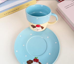 Creative Simple Hand-painted Breakfast Milk Ceramic <b>Mug</b> Children Cartoon <b>Cute</b> Couple Afternoon Tea Coffee Cup and Plate - Product Image 2