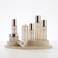 Bouteille pompe à lotion avec capuchon argenté brillant couleurs personnalisées, pot de crème pour le visage dépoli 50g 30ml 40ml 50ml 60ml 100ml 120ml, emballage cosmétique