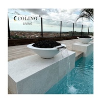 Coling Living Table Basse Rectangulaire Haut de Gamme en Béton GFRC avec Brûleur à Gaz Intégré et Double Allumage, Écologique