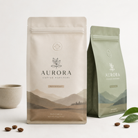 Bolsa de Café con Fondo Plano, Impresión Personalizada, con Válvula y Cierre, para Empacar Granos de Café Tostado y Marcas de Café de Marca Privada