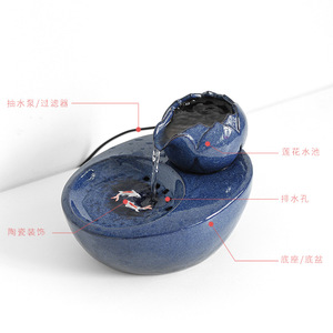 Fuente de agua para gatos, dispositivo para beber agua con circulación automática de cerámica, forma redonda, estilo sencillo - Product Image 3