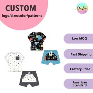 Combinaisons en <span class=keywords><strong>fibre</strong></span> de bambou pour bébé garçon, imprimé Wild West, pyjamas courts, vêtements pour enfants, fermetures éclair YKK - Product Image 3