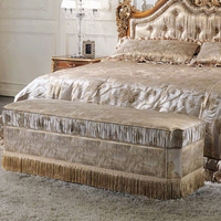 Ensemble de chambre à coucher en bois massif sculpté doré de luxe, lit king-size fait main, meubles de décoration intérieure en provenance du Guangdong