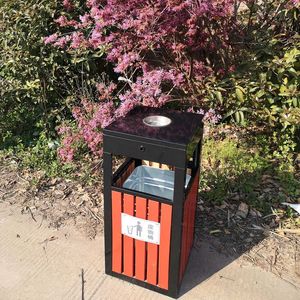 Outdoor Waste <b>Bin</b> Rectangular Galvanized Steel L36W36H76.5Cm Sorting For Gardens Parks Municipal Use - Product Image 1