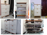 Meuble d'Entrée Fin 4 Étages pour Chaussures, Rangement d'Organisation pour Maison, en Bois
