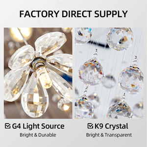 Lustre en cristal doré, luminaire suspendu LED cylindrique rond, grande taille pour villa, escalier, montage au plafond, 2700K blanc chaud - Product Image 5