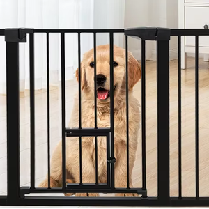 Barrière de sécurité pour animaux de compagnie en acier inoxydable de haute qualité, de forme carrée, avec fenêtre et porte pour <span class=keywords><strong>chat</strong></span> - Barrière de sécurité rétractable pour escalier - Product Image 1