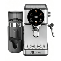 ANBOLIFE Cafetera Espresso de Calidad Profesional con Molinillo Integrado, Espumador de Leche Manos Libres para Cappuccinos y Lattes, Acero Inoxidable