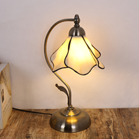 Lampe de table BIFANG moderne en fer avec dôme en verre teinté, LED AC 110V, style jaune, idéale pour une salle de lecture