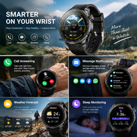 Montre connectée GPS SENBONO pour hommes, écran HD 1,43'', GPS intégré, altimètre, baromètre, boussole, commande vocale AI, compatible avec Android et iPhone