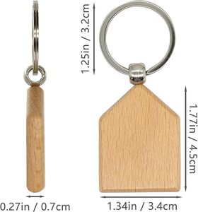 Wooden <b>Key</b> Tag 1.7"x1.3" House Shape Wood Keychain <b>Blanks</b> Wood Engraving <b>Blanks</b> Unfinished <b>Key</b> Chain Tag for DIY Gift Crafts - Product Image 2