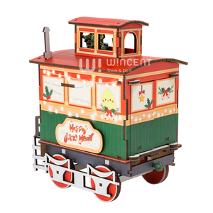 <span class=keywords><strong>Puzzle</strong></span> 3D en bois découpé au laser, boîte de rennes de Noël, artisanat fait main, kits de modèles DIY, décoration de la maison, ornement de bureau, cadeau du Nouvel An - Product Image 2