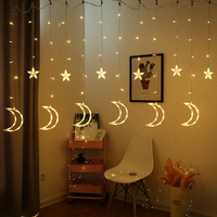 Guirlande lumineuse Led colorée, Ramandan, lune, étoiles, étoilée, décoration de rideau de chambre à coucher, 2023