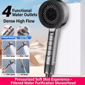 Douche à main blanche de luxe avec <span class=keywords><strong>brosse</strong></span> douce - 4 commandes à bouton indépendantes, pulvérisateur de massage <span class=keywords><strong>SPA</strong></span> <span class=keywords><strong>pour</strong></span> accessoires de salle de bain - Product Image 3
