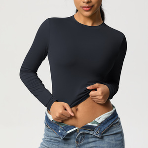 Top de Yoga de manga larga de compresión para mujer-Camiseta deportiva transpirable de secado rápido para gimnasio, correr y entrenamiento - Product Image 3