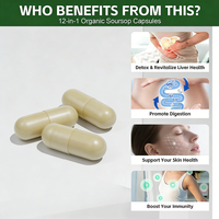 Complément alimentaire végétalien en capsules, marque privée, complexe d'extrait de fruit amer de corossol (Graviola) 12-en-1, 5000 mg, pour détoxification, défense, revitalisation et soutien