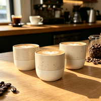 Tasse à café expresso en céramique beige mat sans anse de 230 ml avec logo personnalisé, vaisselle alimentaire pour thé