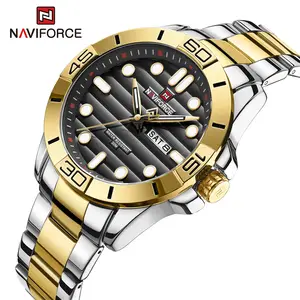 NAVIFORCE 9198 आकस्मिक खेल घड़ियाँ के लिए गोताखोर घड़ी पुरुषों लक्जरी स्टेनलेस स्टील पुरुषों की relojes फैशन क्वार्ट्ज 1n14 सोने की घड़ी