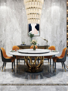 Bán buôn hiện đại phòng ăn đồ nội thất Set thiêu kết đá vòng bàn ăn cho <span class=keywords><strong>6</strong></span> 8 10 12 Chỗ ngồi ghế - Product Image 3