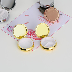 Portable 50-Round Three-Compartment Metal Pill Box Blanks Solid Copper Buckle for Medicine Balm Storage Great for Promotions