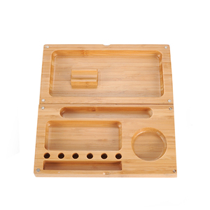 Wholesale Custom Logo Backflip Bamboo Magnetic Cigarette Rolling Tray Herb Tobacco Grinder Stash Box