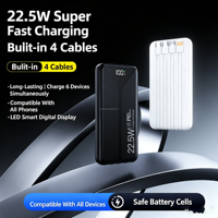 Chargeur portable avec câbles intégrés, Power Bank PD22.5W, 10000mAh, charge rapide, batterie externe pour téléphone portable, chargeur portable