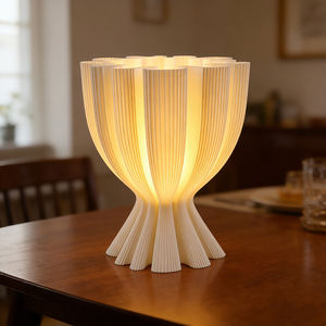 Lampe <span class=keywords><strong>de</strong></span> bureau LED E14 à impression 3D, température <span class=keywords><strong>de</strong></span> couleur 3000-6000K, abat-jour moderne en forme <span class=keywords><strong>de</strong></span> fleur, interrupteur à bascule dimmable, matériau ABS - Pour salon - Product Image 3