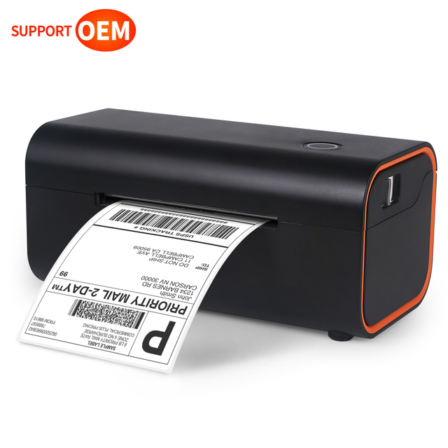 Black Mini Thermal Printer Logistics New Design 4x6 Waybill and Barcode Sticker 110mm Shipping Label Printer Stock Product