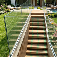 Rampe en verre sans cadre de style américain pour projets hôteliers, appartements, villas, bâtiments – Base inférieure en aluminium en forme de U pour main courante en verre