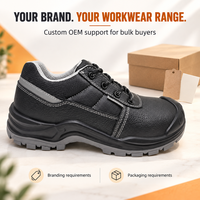 Chaussures de sécurité personnalisées CE S1P, basses, en cuir croûte, avec semelle extérieure en PU injecté et bande réfléchissante, tailles EU 35-48, vente en gros