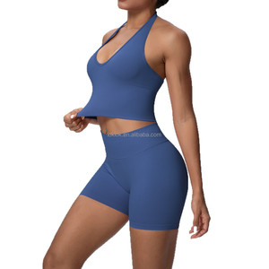 High Waist Seamless Yoga Clothes <b>Women</b> Quick Dry Workout Outfit Gym Training Sports Bra and <b>short</b> Fitness Set 2 Piece Seamless - Product Image 4