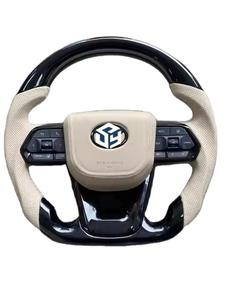 Volant en fibre de carbone de style <span class=keywords><strong>GR</strong></span> Upgrade300 pour Toyota LAND CRUISER 200 LC200 FJ200, volant à boutons noirs, 2008-2021 - Product Image 5