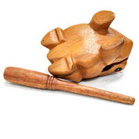 Handmade Percussion Musical Instrument Wooden Frog Craft Toy Wooden Ornament Frog Statues Souvenir