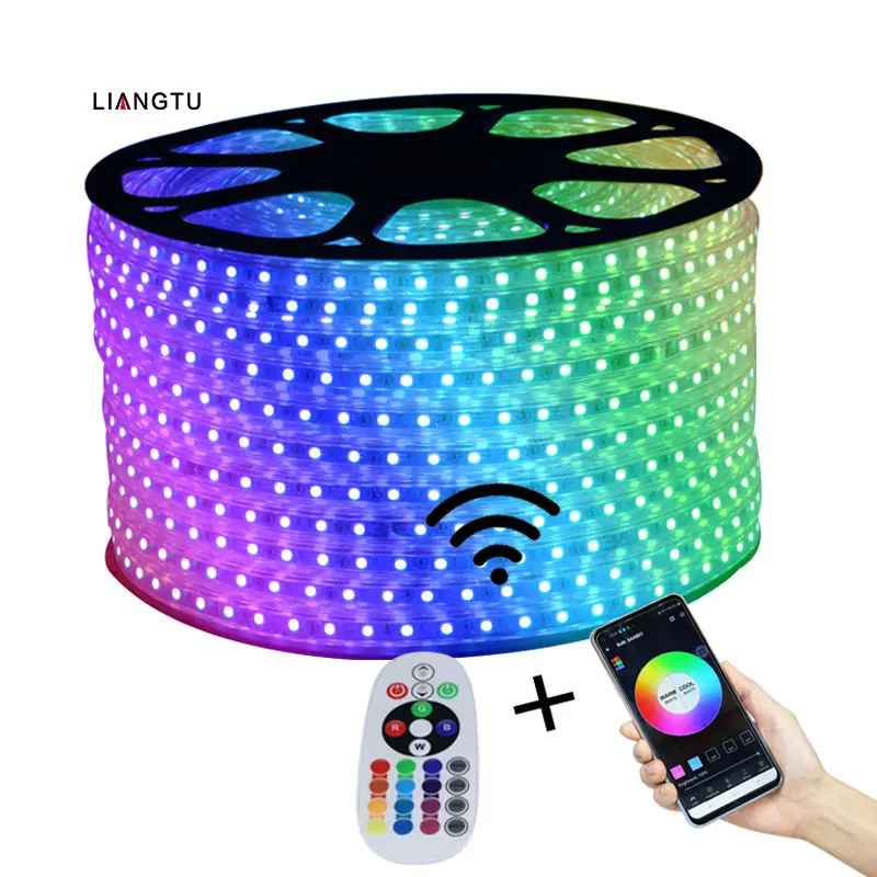 44 colors 5050 RGB rope light 110V APP control color changing LED light bar with remote control home park Christmas lights