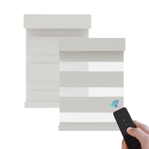 Stores occultants décoratifs électriques plissés zébrés de style français avec commande motorisée pour fenêtres - Product Image 1