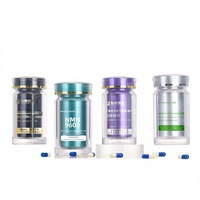 Flacon d'emballage haut de gamme pour compléments alimentaires, petites comprimés, huile de spores de Lingzhi, 60 capsules, plastique PS de qualité alimentaire, double couche, à visser
