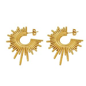 ZOGXIN Gold Sunburst Hoop Earrings Geometric Design Party Fashion Jewelry for Women - Product Image 5