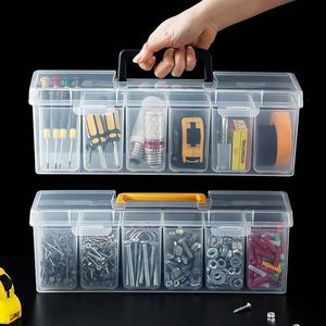 Caja de almacenamiento de piezas, caja de herramientas para el hogar, caja organizadora transparente portátil con divisores para tornillos y accesorios. - Product Image 2