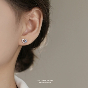 Brincos de Estrela de Cinco Pontas Azul Claro em Prata Esterlina S925 para Mulheres, Acessórios de Joias YB-XY-120 - Product Image 4