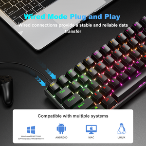 คีย์บอร์ดเกมมิ่งแบบกลไก RGB แบบกำหนดเอง OEM รูปแบบภาษารัสเซียและไทย TKL ปุ่มกดแบบถอดเปลี่ยนได้ 60 สวิตช์ สวิตช์สีแดง แบบมีสาย TK61 แบบกำหนดเอง - Product Image 5