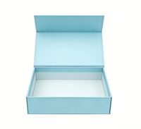 Boîte cadeau magnétique de luxe bleu clair avec doublure en satin, emballage rigide pliable pour cadeaux haut de gamme, personnalisable pour les entreprises