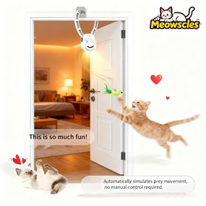 นกกระพือเล่นออกกำลังกายแบบโต้ตอบสำหรับแมวของเล่นสำหรับแมวทำจากโพลีเอสเตอร์สีขาวแบบอัตโนมัติหรูหราแบบโต้ตอบได้ - Product Image 4