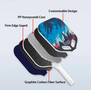 2024 USAPA 가장자리가없는 통합 핸들 마찰 피부 졸라 피클볼 패들 탄소 섬유 사용자 정의 새로운 공기 동적 패들 라켓