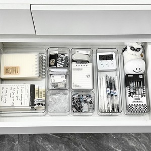 Acrylic <b>Drawer</b> Divider <b>Storage</b> <b>Box</b> Rectangle Transparent Desk Organizer Stackable Office Stationery Holder - Product Image 4