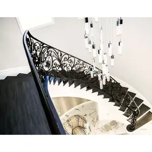 Barandilla clásica de hierro forjado, diseño de arte sólido, para escaleras