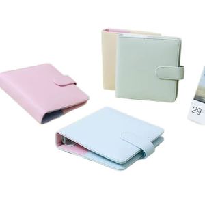 Hot-Selling A6 Macaron Binder <b>Notebook</b> Hardcover Loose-Leaf Journal PU Leather <b>Notebooks</b> Cash Envelopes Binder for Gifts - Product Image 2